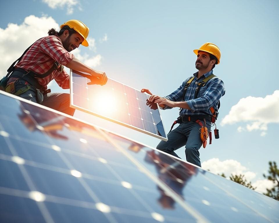 Zonnepanelen installeren op een schuin dak